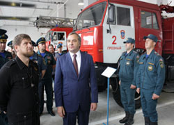 Рамзан Кадыров и Владимир Пучков посетили Чеченский поисково-спасательный отряд